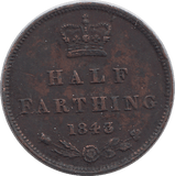 1843 HALF FARTHING F71 ( FINE ) - HALF FARTHING - Cambridgeshire Coins