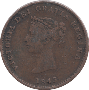 1843 HALF PENNY NEW BRUNSWICK - WORLD COINS - Cambridgeshire Coins