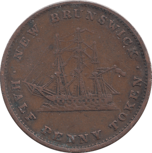 1843 HALF PENNY NEW BRUNSWICK - WORLD COINS - Cambridgeshire Coins