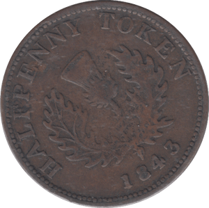 1843 NOVA SCOTIA HALF PENNY - WORLD COINS - Cambridgeshire Coins