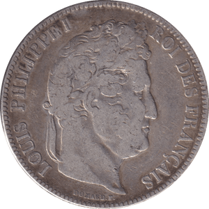 1843 SILVER 5 FRANCS FRANCE - SILVER WORLD COINS - Cambridgeshire Coins