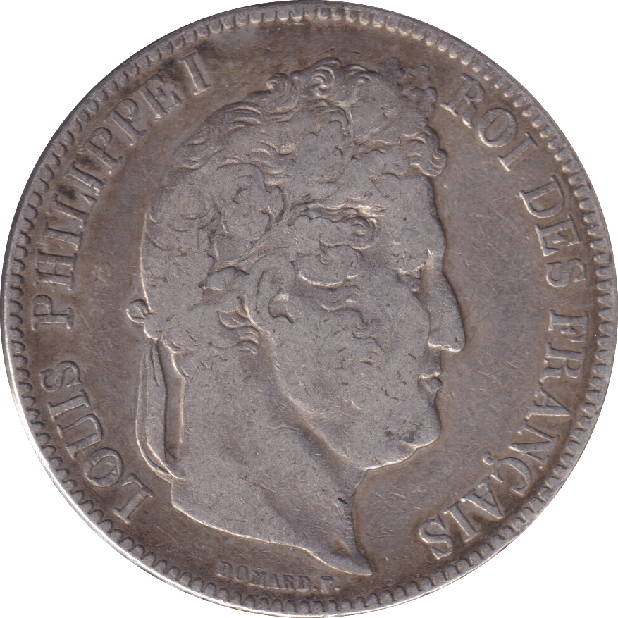 1843 SILVER 5 FRANCS FRANCE - SILVER WORLD COINS - Cambridgeshire Coins