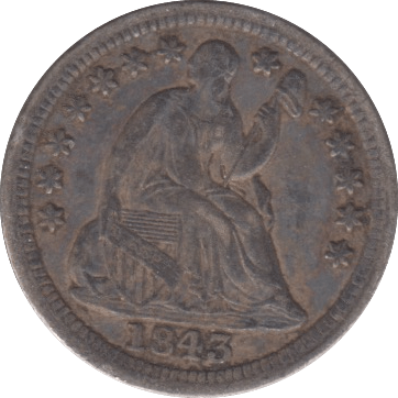 1843 SILVER HALF DIME USA - SILVER WORLD COINS - Cambridgeshire Coins