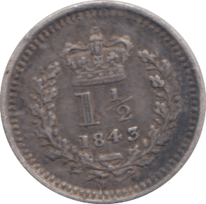 1843 SILVER THREE HALF PENCE ( GVF ) - THREE HALF PENCE - Cambridgeshire Coins