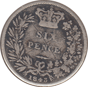 1843 SIXPENCE ( FAIR ) - SIXPENCE - Cambridgeshire Coins