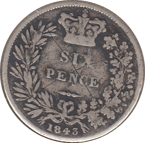 1843 SIXPENCE ( FAIR ) - SIXPENCE - Cambridgeshire Coins