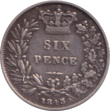 1843 SIXPENCE ( GF ) - SIXPENCE - Cambridgeshire Coins
