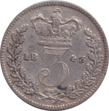 1843 THREEPENCE ( VF ) - THREEPENCE - Cambridgeshire Coins