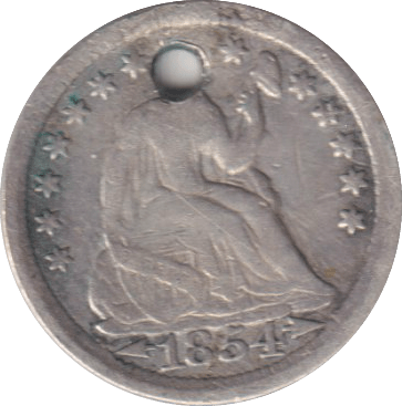 1844 HALF DIME USA - SILVER WORLD COINS - Cambridgeshire Coins