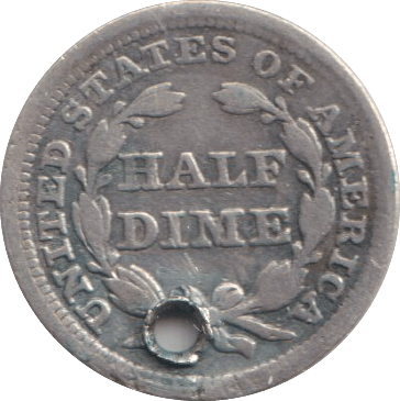 1844 HALF DIME USA - SILVER WORLD COINS - Cambridgeshire Coins