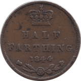 1844 HALF FARTHING ( EF ) - Half Farthing - Cambridgeshire Coins