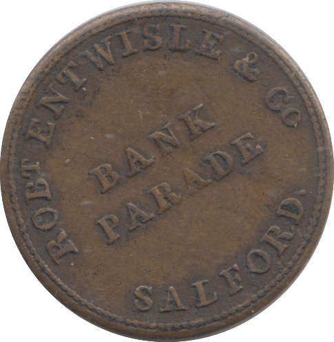 1844 SALFORD FARTHING TEA TOKEN - OTHER TOKENS - Cambridgeshire Coins