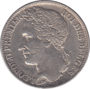 1844 * SILVER ONE FRANC BELGIUM - SILVER WORLD COINS - Cambridgeshire Coins