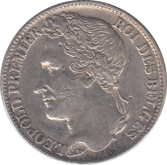 1844 * SILVER ONE FRANC BELGIUM - SILVER WORLD COINS - Cambridgeshire Coins