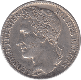 1844 * SILVER ONE FRANC BELGIUM - SILVER WORLD COINS - Cambridgeshire Coins