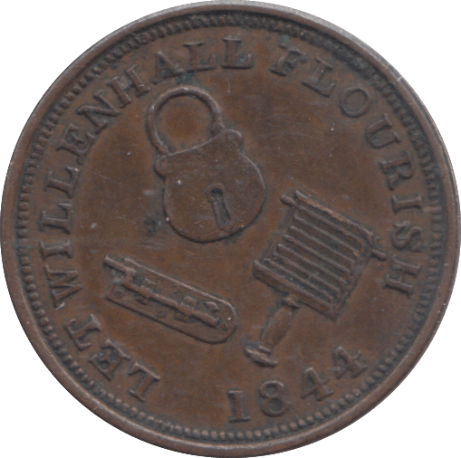 1844 WILLENHALL FARTHING TOKEN - FARTHING TOKEN - Cambridgeshire Coins