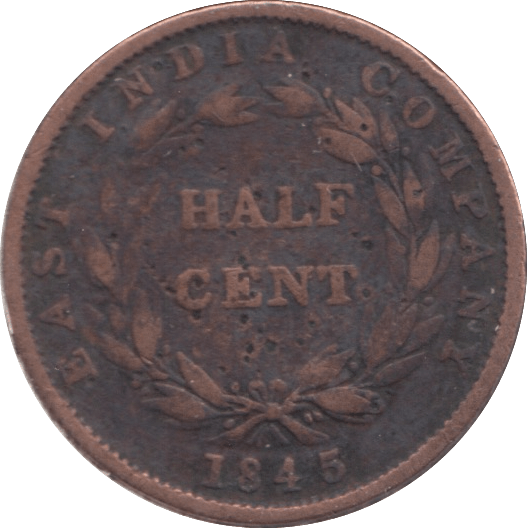 1845 1/2 CENT STRAIT SETTLEMENTS - WORLD COINS - Cambridgeshire Coins