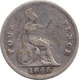 1845 FOURPENCE ( FINE ) - FOURPENCE - Cambridgeshire Coins