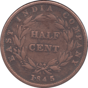 1845 HALF CENT EAST INDIA COMPANY - WORLD COINS - Cambridgeshire Coins