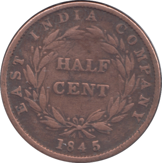 1845 HALF CENT EAST INDIA COMPANY - WORLD COINS - Cambridgeshire Coins