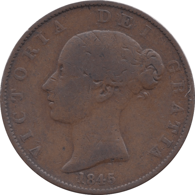 1845 HALFPENNY ( FINE ) - HALFPENNY - Cambridgeshire Coins