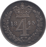 1845 MAUNDY FOURPENCE ( GVF ) - MAUNDY FOURPENCE - Cambridgeshire Coins