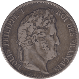 1845 SILVER FRANCE 5 FRANCS - SILVER WORLD COINS - Cambridgeshire Coins