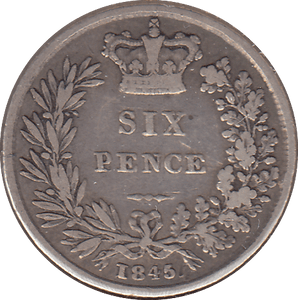 1845 SIXPENCE ( FINE ) - SIXPENCE - Cambridgeshire Coins