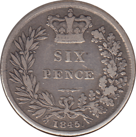 1845 SIXPENCE ( FINE ) - SIXPENCE - Cambridgeshire Coins