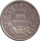 1845 SIXPENCE ( GVF ) - SIXPENCE - Cambridgeshire Coins