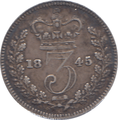 1845 THREEPENCE ( VF ) - THREEPENCE - Cambridgeshire Coins