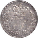 1845 THREEPENCE ( VF ) - THREEPENCE - Cambridgeshire Coins