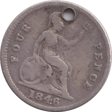 1846 FOURPENCE ( FINE ) HOLED - FOURPENCE - Cambridgeshire Coins
