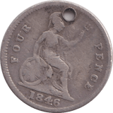 1846 FOURPENCE ( FINE ) HOLED - FOURPENCE - Cambridgeshire Coins