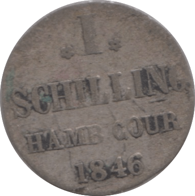 1846 ONE SCHILLING HAMBURG GERMANY - SILVER WORLD COINS - Cambridgeshire Coins
