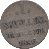 1846 ONE SCHILLING HAMBURG GERMANY - SILVER WORLD COINS - Cambridgeshire Coins