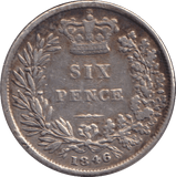 1846 SIXPENCE ( VF ) - SIXPENCE - Cambridgeshire Coins