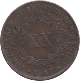 1847 20 CENTAVOS PORTUGAL - WORLD COINS - Cambridgeshire Coins