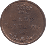 1847 HALF FARTHING ( UNC ) - HALF FARTHING - Cambridgeshire Coins