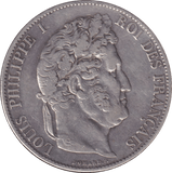 1847 SILVER 5 FRANCS FRANCE - SILVER WORLD COINS - Cambridgeshire Coins