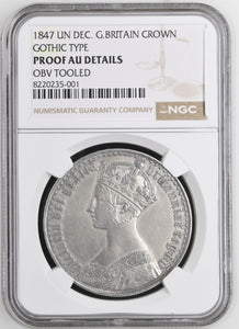 1847 SILVER GOTHIC CROWN ( UNC ) PROOF AU DETAILS - NGC SILVER COINS - Cambridgeshire Coins