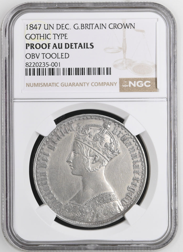 1847 SILVER GOTHIC CROWN ( UNC ) PROOF AU DETAILS - NGC SILVER COINS - Cambridgeshire Coins