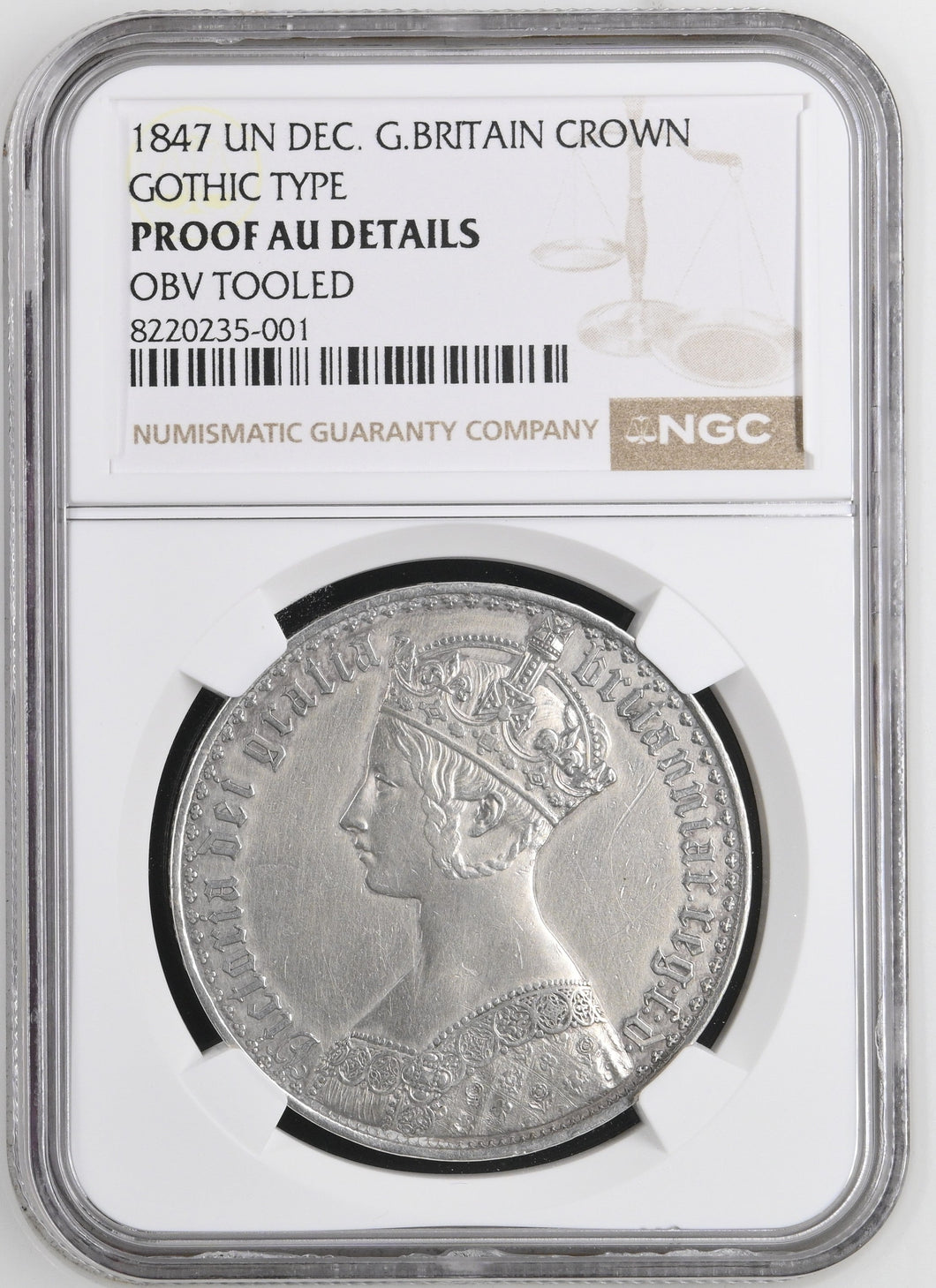 1847 SILVER GOTHIC CROWN ( UNC ) PROOF AU DETAILS - NGC SILVER COINS - Cambridgeshire Coins