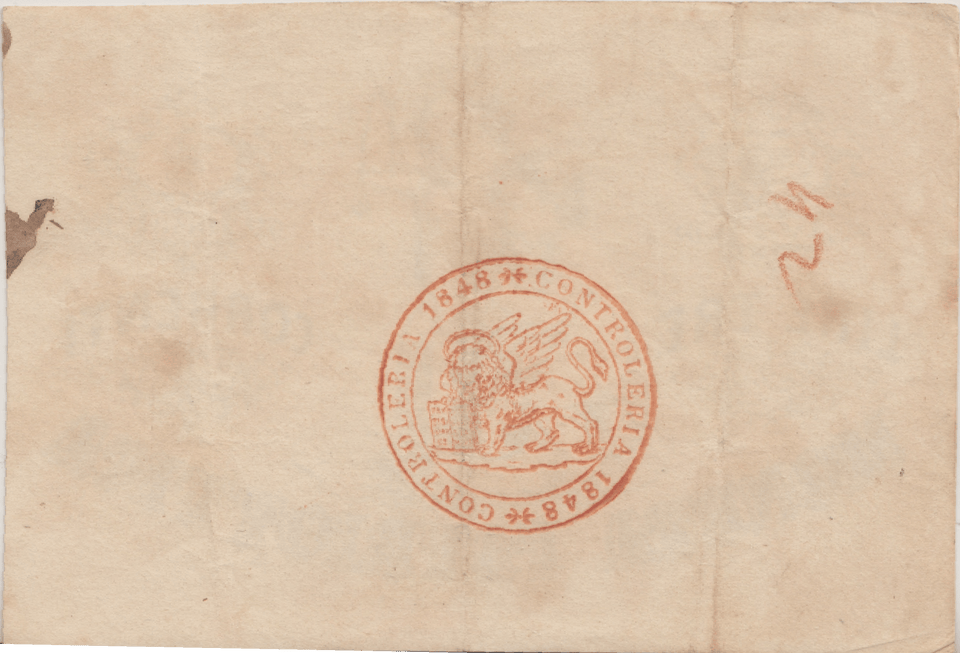 1848 BANK OF ITALY THREE LIRE BANKNOTE REF 711 - World Banknotes - Cambridgeshire Coins