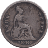 1848 FOURPENCE ( FINE ) - FOURPENCE - Cambridgeshire Coins