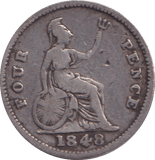 1848 FOURPENCE ( FINE ) - MAUNDY FOURPENCE - Cambridgeshire Coins