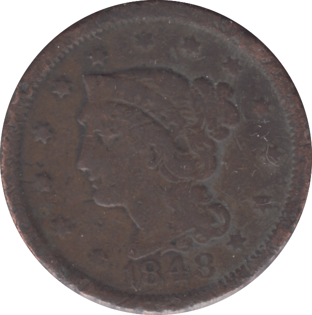 1848 LARGE CENT USA - WORLD COINS - Cambridgeshire Coins