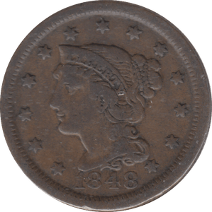 1848 ONE CENT USA - WORLD COINS - Cambridgeshire Coins