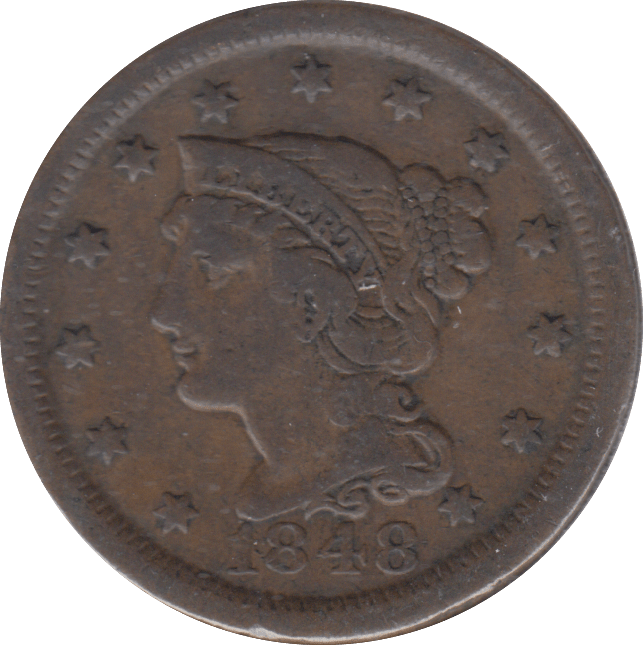 1848 ONE CENT USA - WORLD COINS - Cambridgeshire Coins