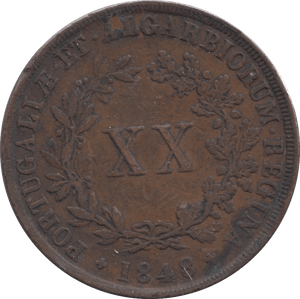 1848 PORTUGAL 20 REIS - WORLD COINS - Cambridgeshire Coins